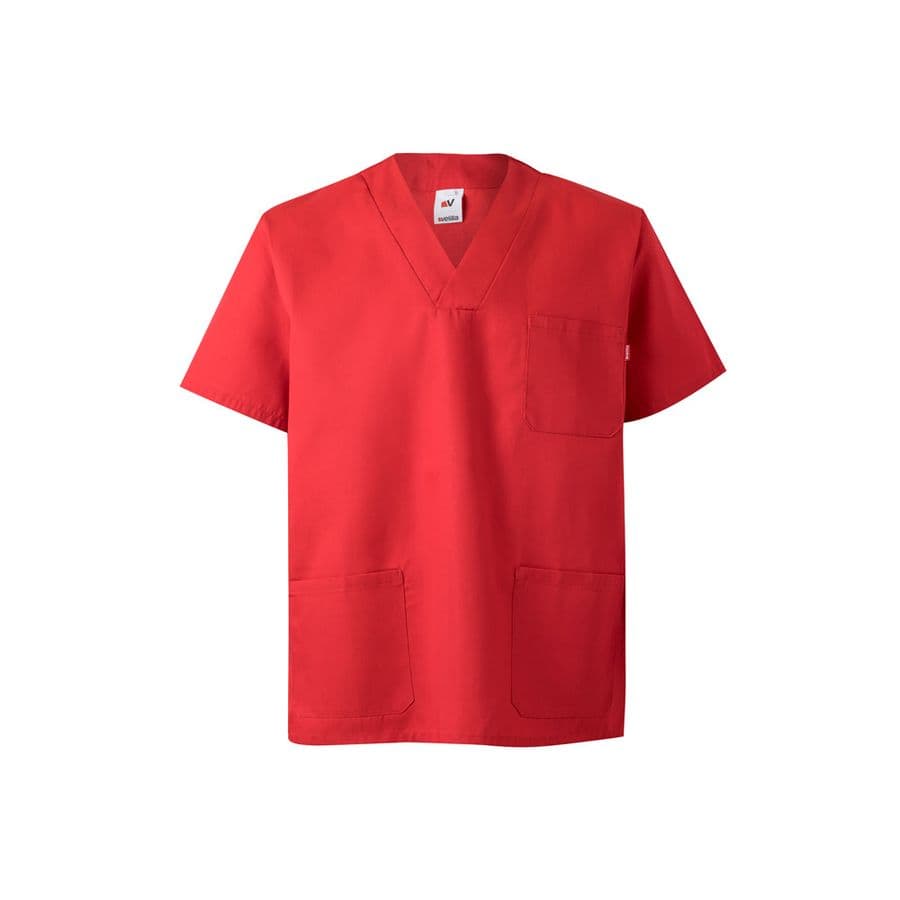 VL ILLAPA. Twilltunika (190g/m²) med korta ärmar, i polyester (65%) och bomull (35%) Röd