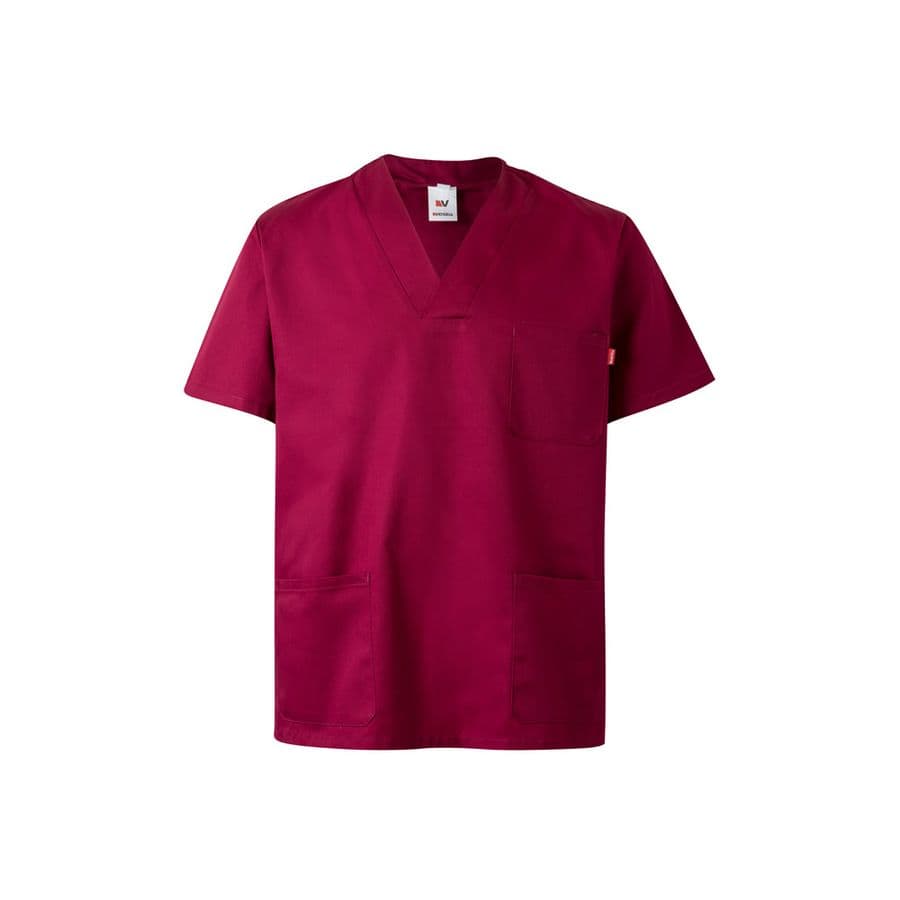 VL ILLAPA. Twilltunika (190g/m²) med korta ärmar, i polyester (65%) och bomull (35%) Vinröd