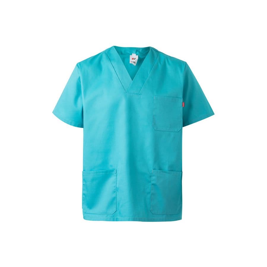 VL ILLAPA. Twilltunika (190g/m²) med korta ärmar, i polyester (65%) och bomull (35%) Turkosblå