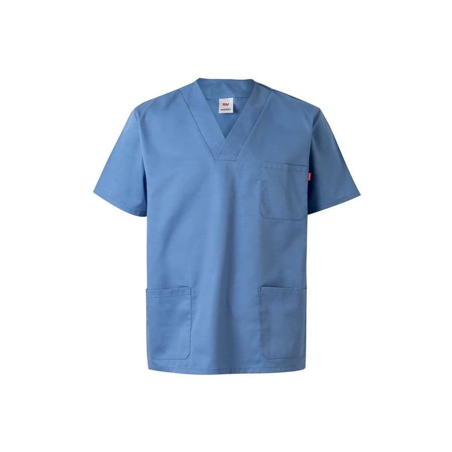 VL ILLAPA. Twilltunika (190g/m²) med korta ärmar, i polyester (65%) och bomull (35%) Pastellblå