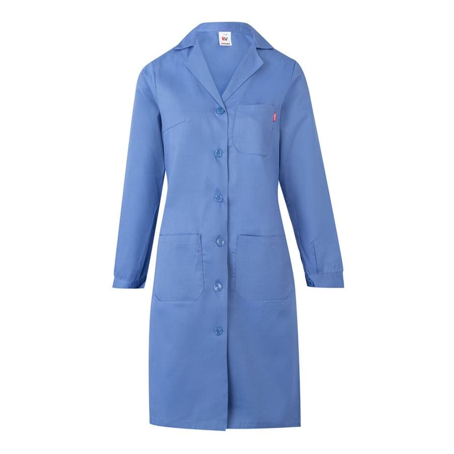 VL RAMA. Långärmad smock i twill (175g/m²), i bomullstwill (35%) och polyester (65%) Pastellblå