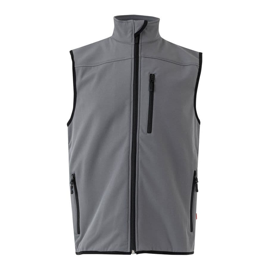 VL VARUNA. Soft shell-väst (280g/m²), med polärt foder, i polyester (94%) och elastan (6%) Grå