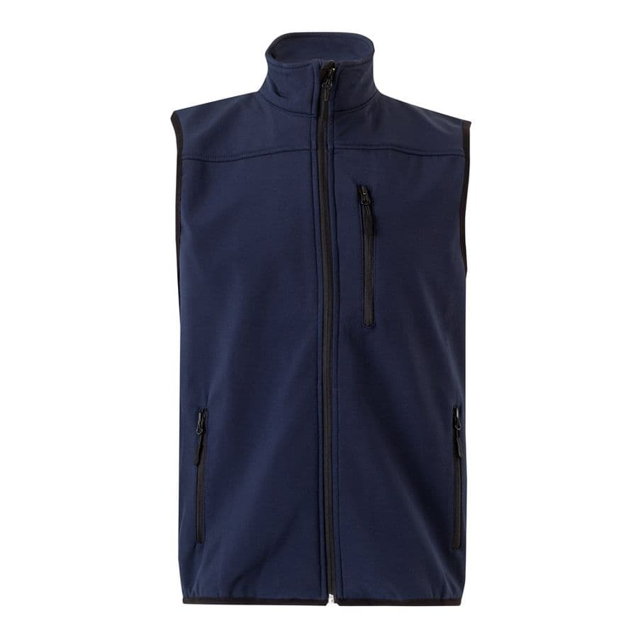 VL VARUNA. Soft shell-väst (280g/m²), med polärt foder, i polyester (94%) och elastan (6%) Marinblå