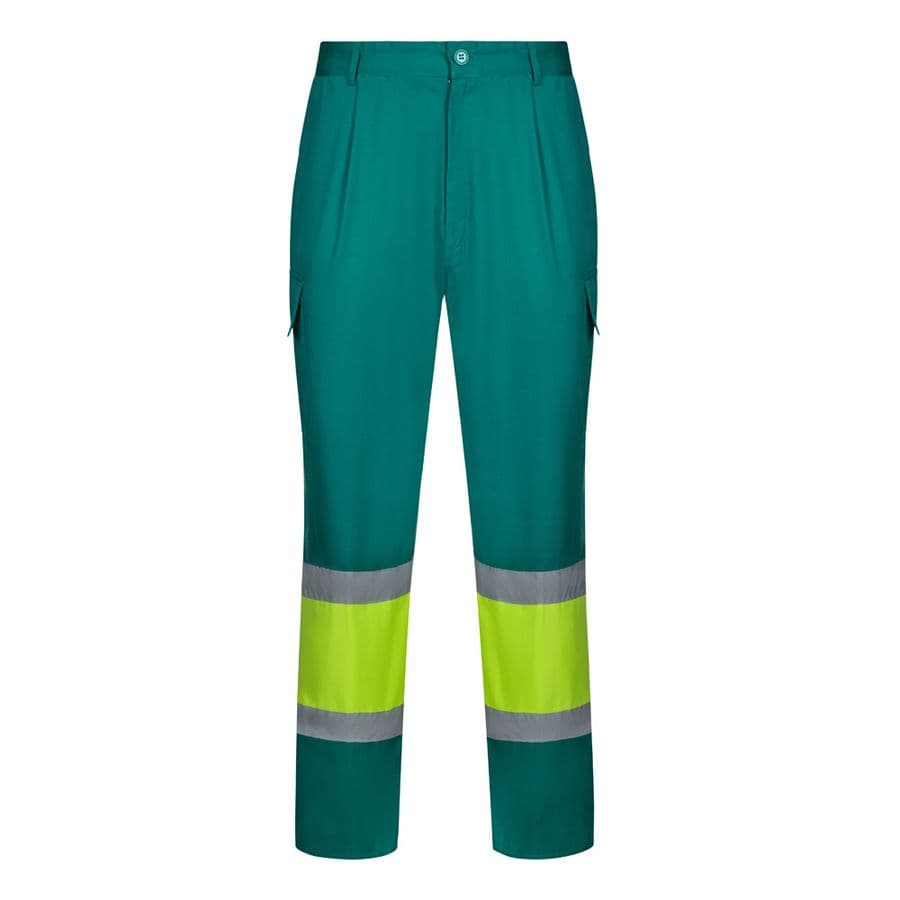 VL ARTEMIS. Tvåfärgade byxor, i twill (190g/m²), bomull (20%) och polyester (80%) Grön