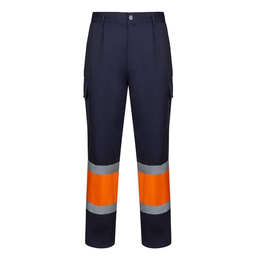 VL ARTEMIS. Tvåfärgade byxor, i twill (190g/m²), bomull (20%) och polyester (80%) Blå