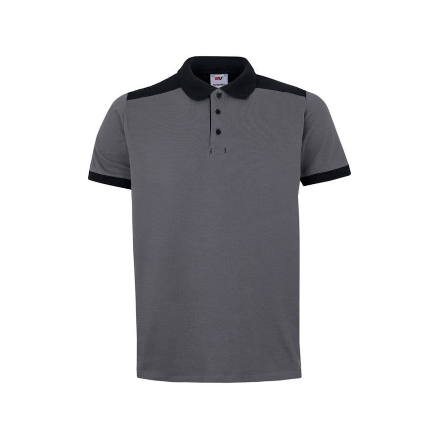 VL VELES. Tvåfärgad pikétröja i stretchig piké (200g/m²) med korta ärmar, i polyester (96%) och elastan (4%) Grå