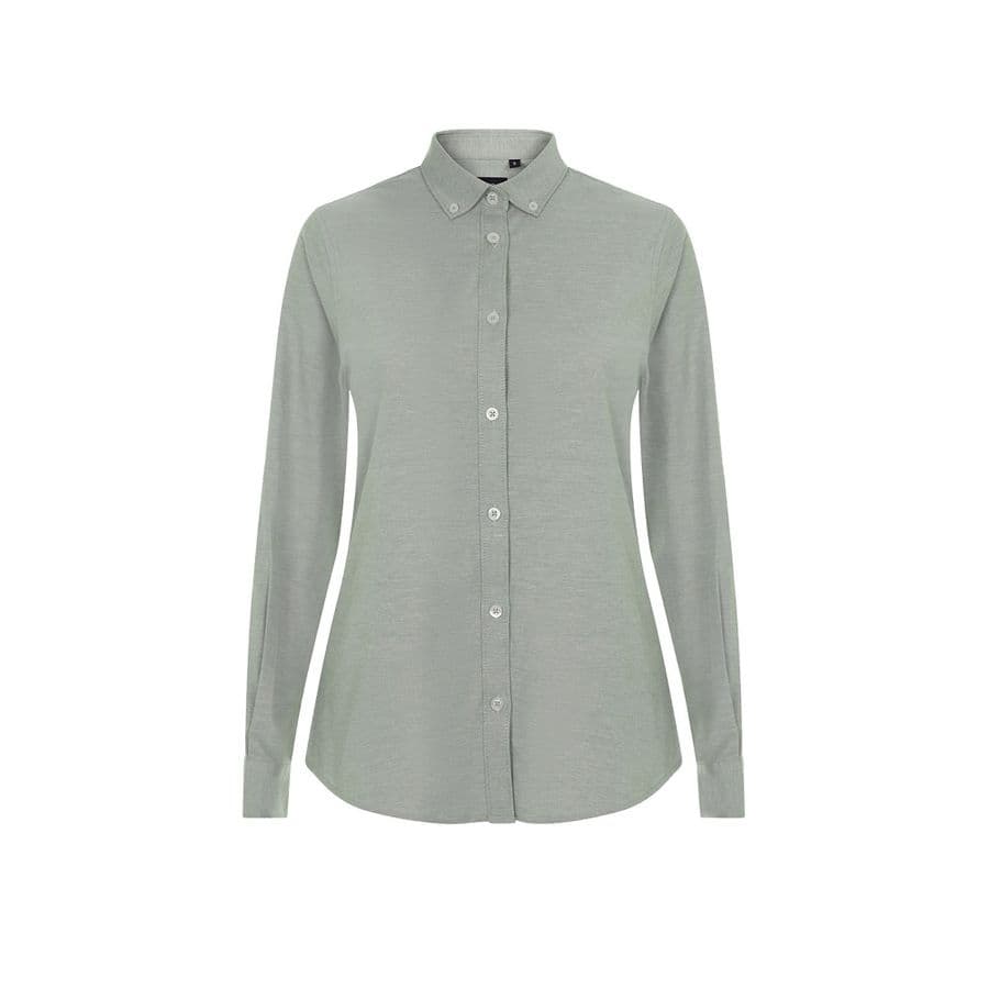 VL PRITHVI WOMEN. Oxfordskjorta (180 g/m²) för kvinnor, tillverkad av bomull (50 %), polyester (45 %) och elastan (5 %) Grön