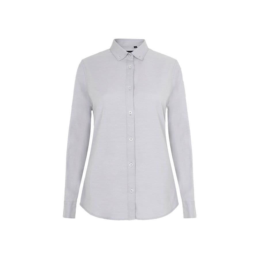 VL PRITHVI WOMEN. Oxfordskjorta (180 g/m²) för kvinnor, tillverkad av bomull (50 %), polyester (45 %) och elastan (5 %) Ljusgrå