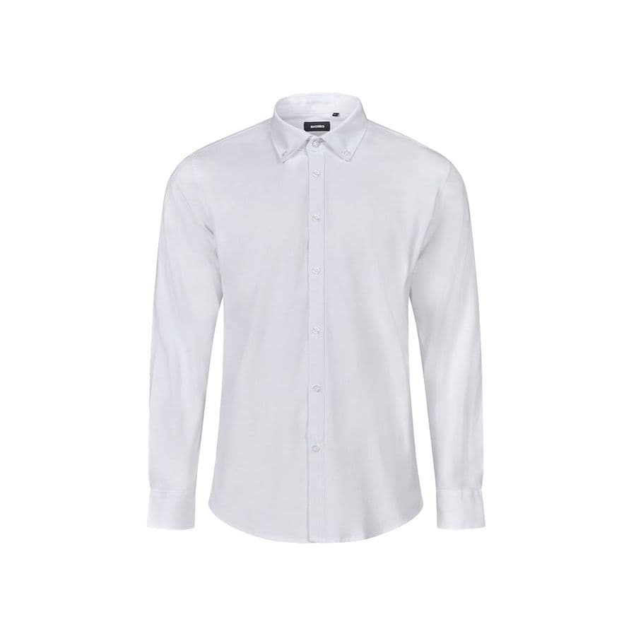 VL PRITHVI MAN. Herr Oxfordskjorta (180 g/m²) i bomull (50 %), polyester (45 %) och elastan (5 %) Vit