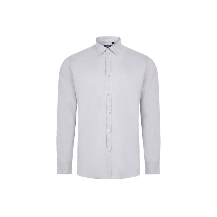 VL PRITHVI MAN. Herr Oxfordskjorta (180 g/m²) i bomull (50 %), polyester (45 %) och elastan (5 %) Ljusgrå