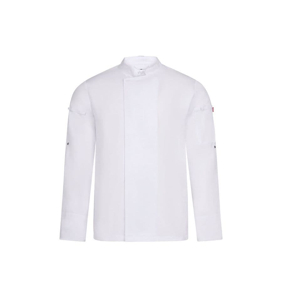 VL AGNI. Kockjacka för unisex (190 g/m²) i bomull (35 %) och återvunnen polyester (65 %) Vit