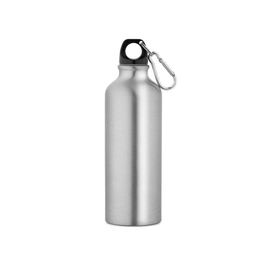 RE-LANDSCAPE M. Återvunnen aluminiumflaska (100% rAL) med karbinhake 530 mL Satinsilver