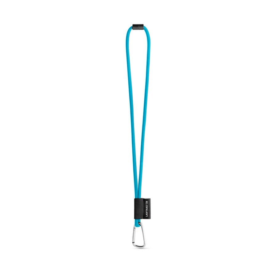 SET Lanyard TUBE Long (Ø 7 mm) med 55 mm D-formad karbinhake och Ø 7 mm säkerhetsspänne Ljusblå