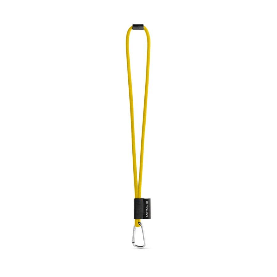 SET Lanyard TUBE Long (Ø 7 mm) med 55 mm D-formad karbinhake och Ø 7 mm säkerhetsspänne Neongul