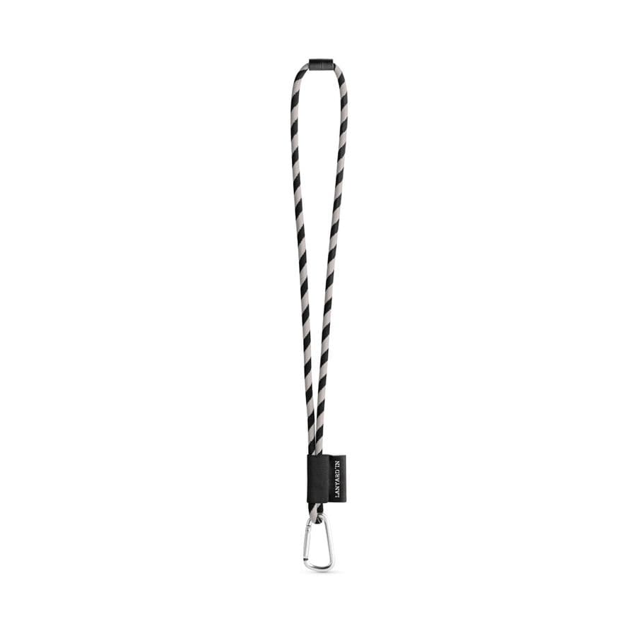 SET Lanyard TUBE Long (Ø 7 mm) med 55 mm D-formad karbinhake och Ø 7 mm säkerhetsspänne Svart
