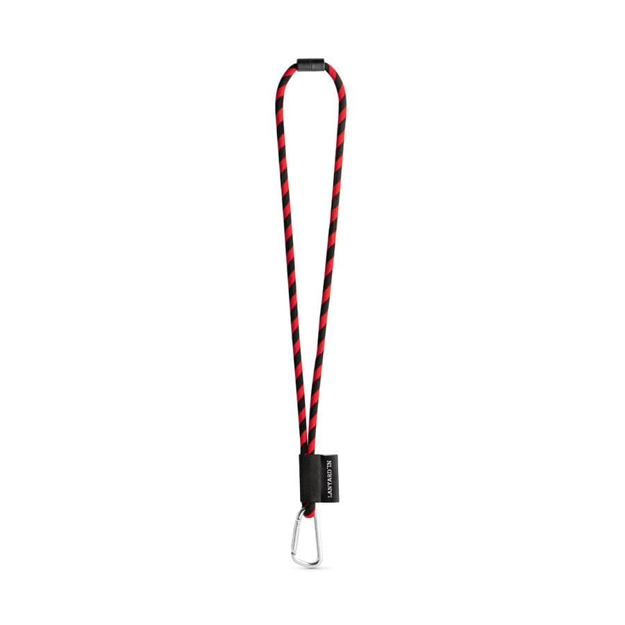 SET Lanyard TUBE Long (Ø 7 mm) med 55 mm D-formad karbinhake och Ø 7 mm säkerhetsspänne Svart