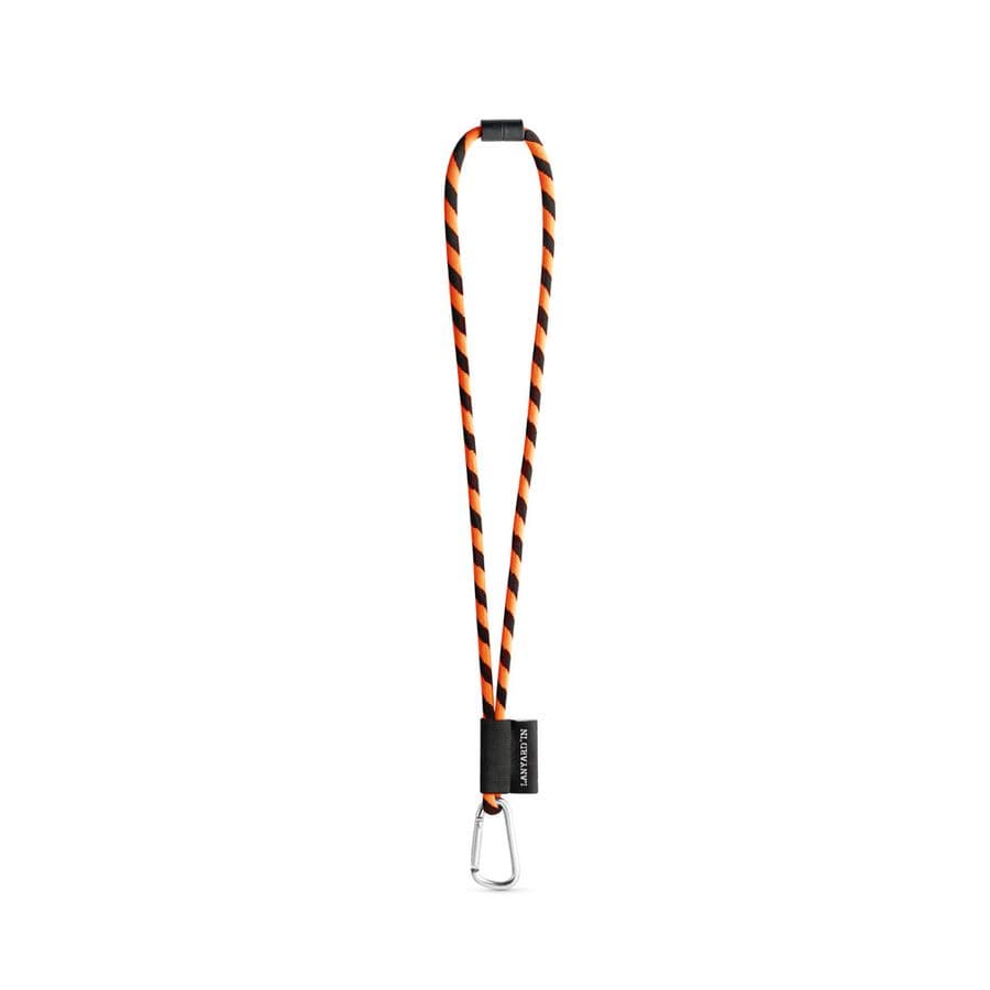 SET Lanyard TUBE Long (Ø 7 mm) med 55 mm D-formad karbinhake och Ø 7 mm säkerhetsspänne Svart