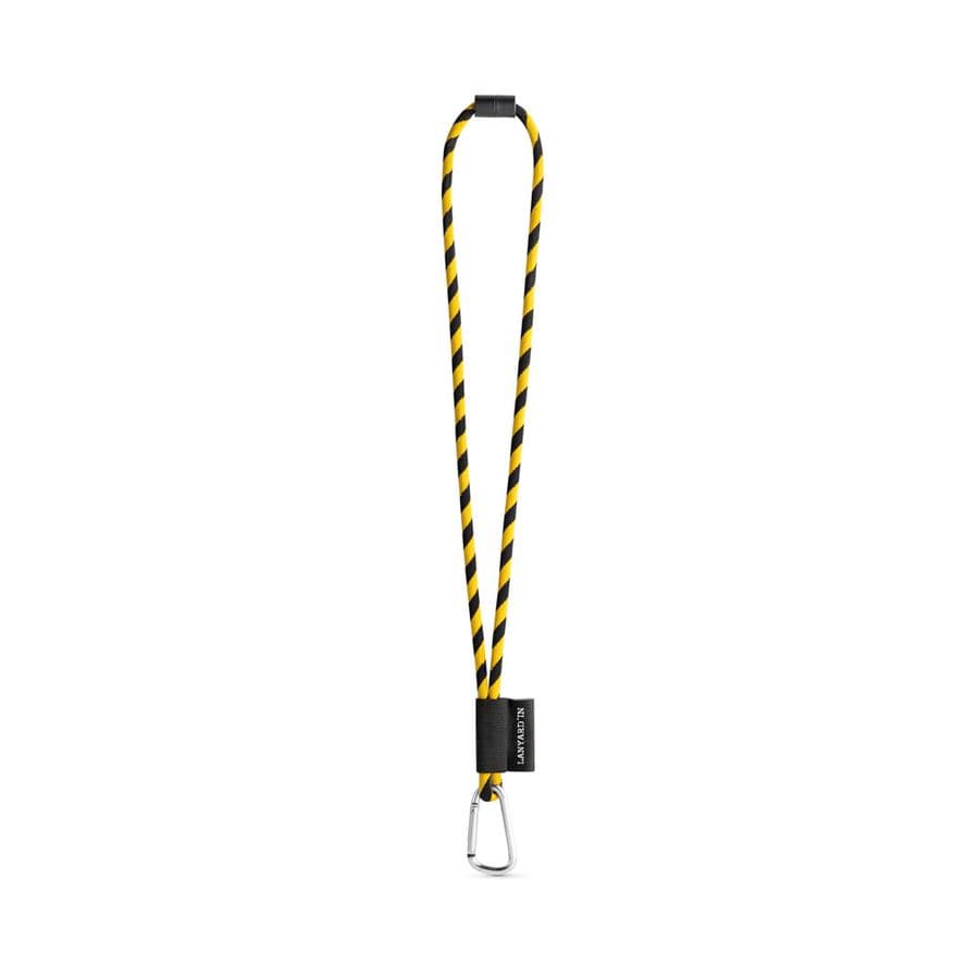SET Lanyard TUBE Long (Ø 7 mm) med 55 mm D-formad karbinhake och Ø 7 mm säkerhetsspänne Svart