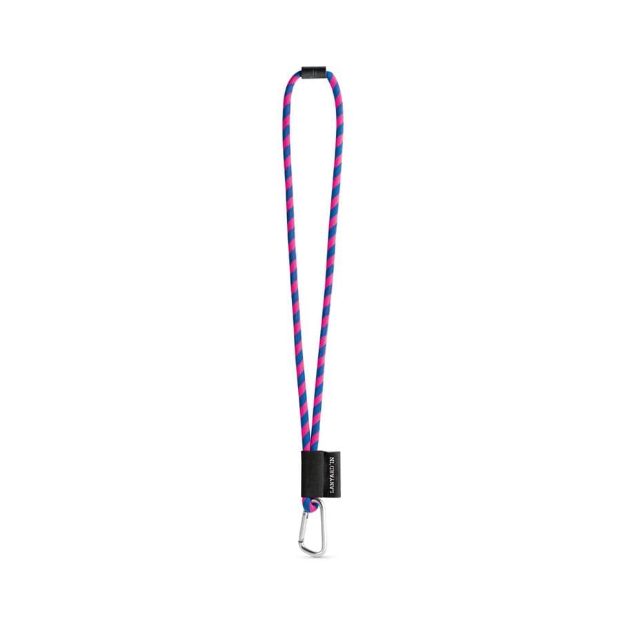 SET Lanyard TUBE Long (Ø 7 mm) med 55 mm D-formad karbinhake och Ø 7 mm säkerhetsspänne Hexachrome rosa