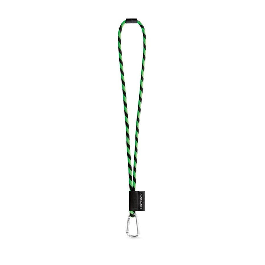 SET Lanyard TUBE Long (Ø 7 mm) med 55 mm D-formad karbinhake och Ø 7 mm säkerhetsspänne Hexachrome grön