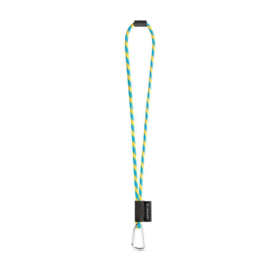 SET Lanyard TUBE Long (Ø 7 mm) med 55 mm D-formad karbinhake och Ø 7 mm säkerhetsspänne Gul