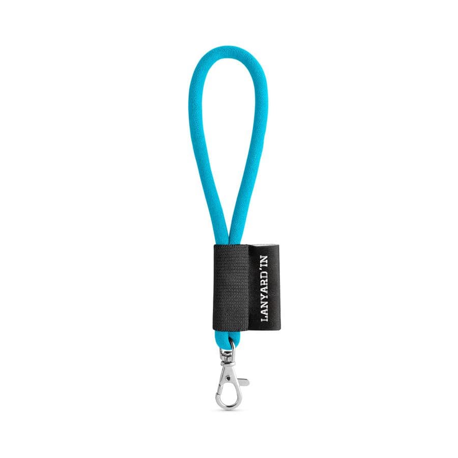 SET Lanyard TUBE Short (Ø 7 mm) med 9 mm karbinhake Ljusblå