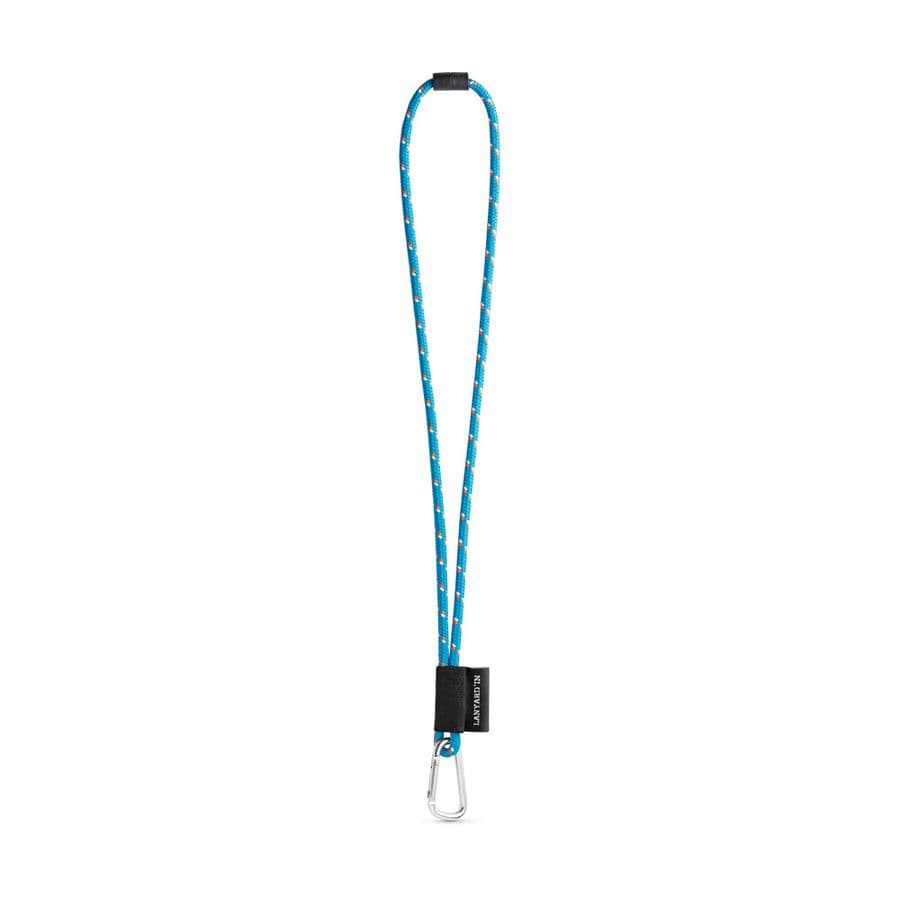 SET Lanyard NAUTIC Long (Ø 7 mm) med 55 mm D-formad karbinhake och Ø 7 mm säkerhetsspänne Ljusblå