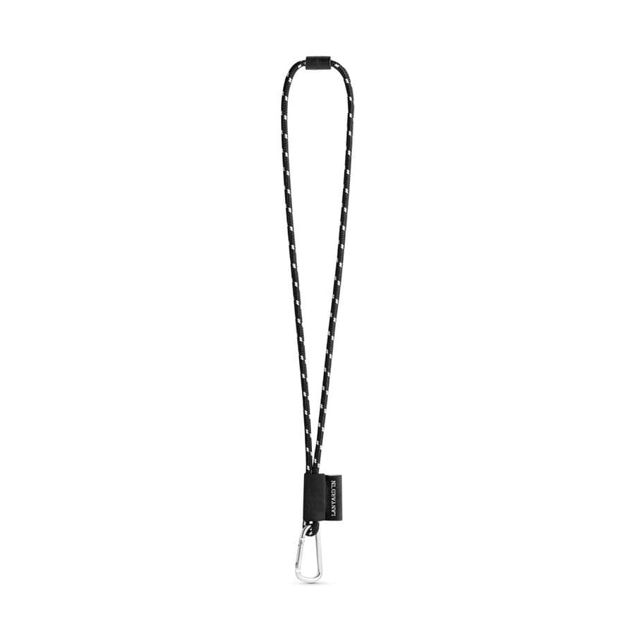 SET Lanyard NAUTIC Long (Ø 7 mm) med 55 mm D-formad karbinhake och Ø 7 mm säkerhetsspänne Svart