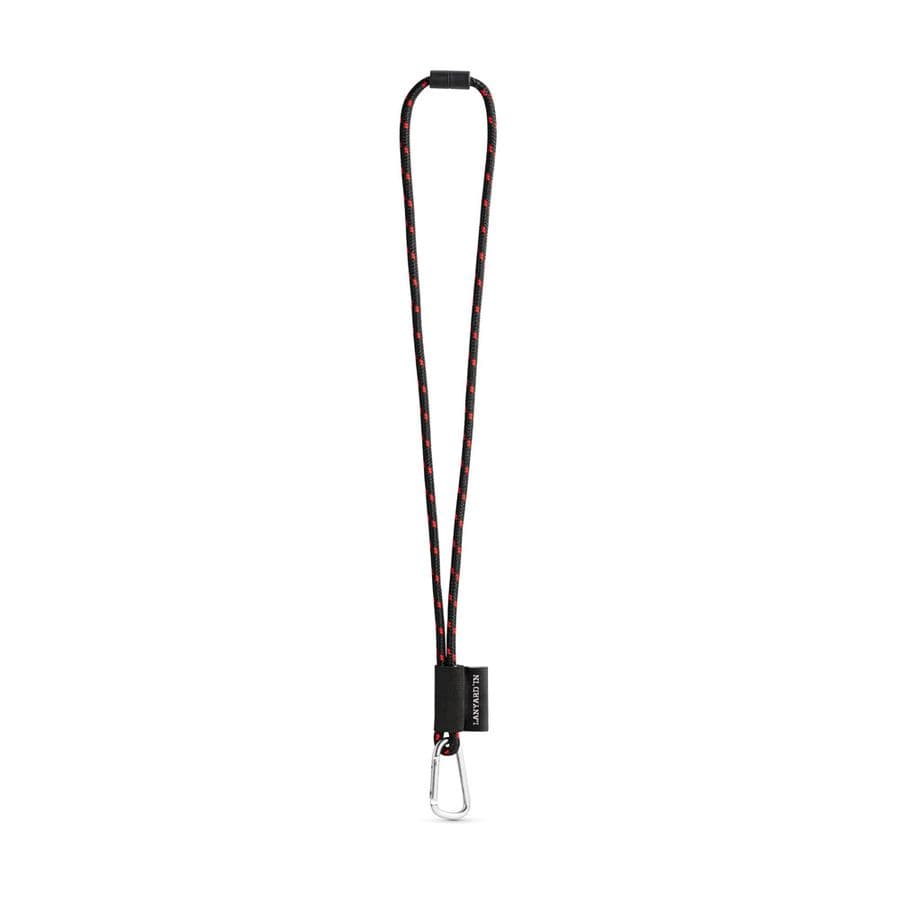 SET Lanyard NAUTIC Long (Ø 7 mm) med 55 mm D-formad karbinhake och Ø 7 mm säkerhetsspänne Svart