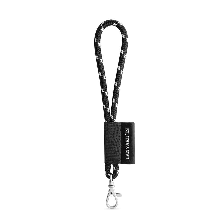 SET Lanyard NAUTIC Short (Ø 7 mm) med 9 mm karbinhake Svart