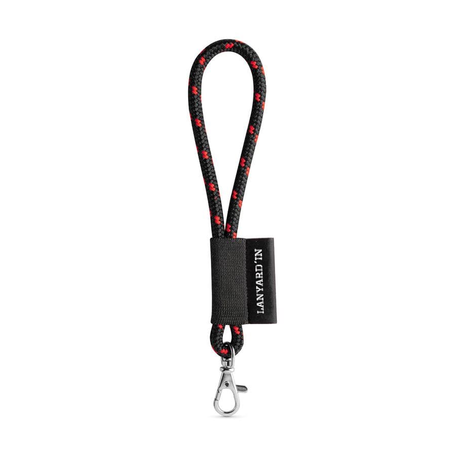 SET Lanyard NAUTIC Short (Ø 7 mm) med 9 mm karbinhake Svart
