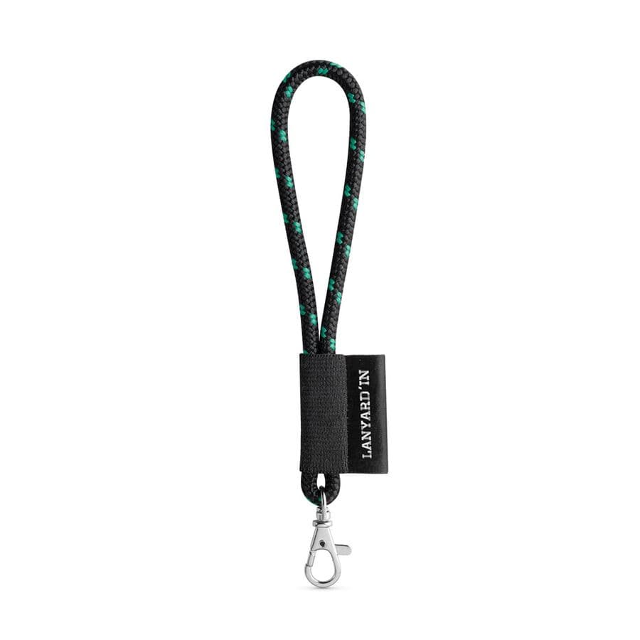SET Lanyard NAUTIC Short (Ø 7 mm) med 9 mm karbinhake Svart