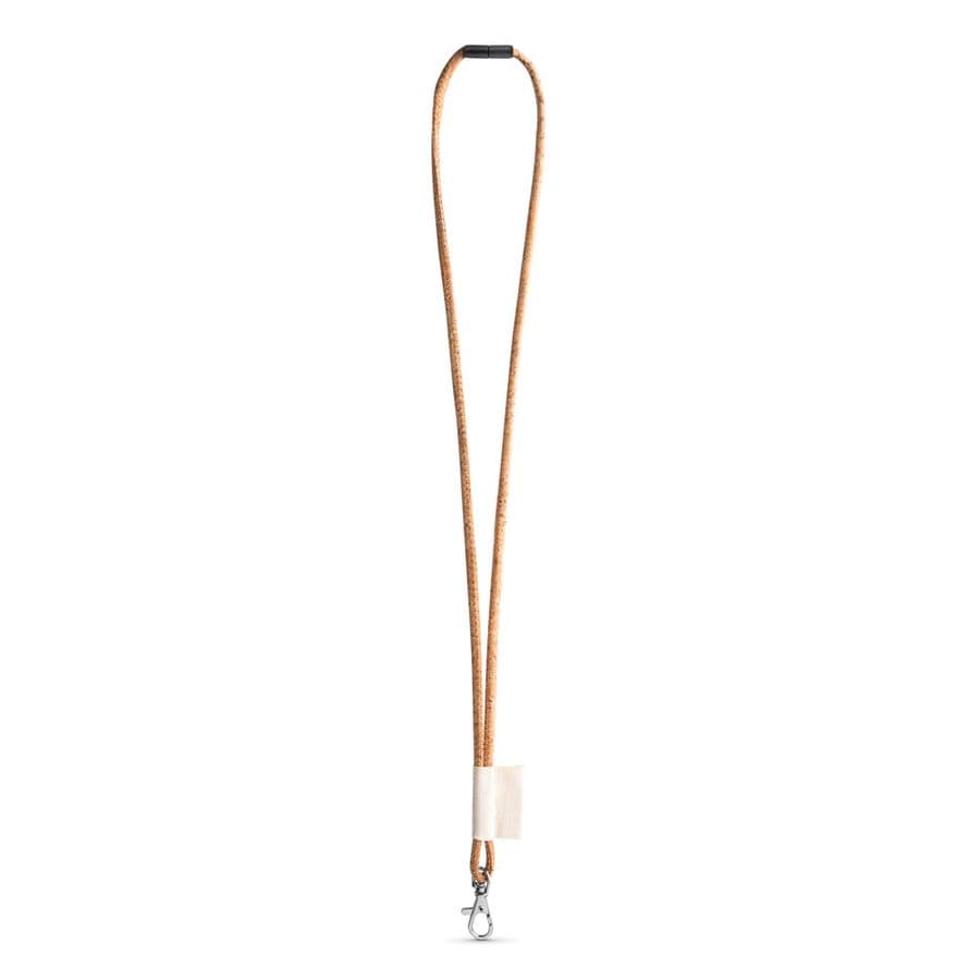 SET Lanyard CORK Long (Ø 5 mm) med 9 mm karbinhake och Ø 5 mm säkerhetsspänne