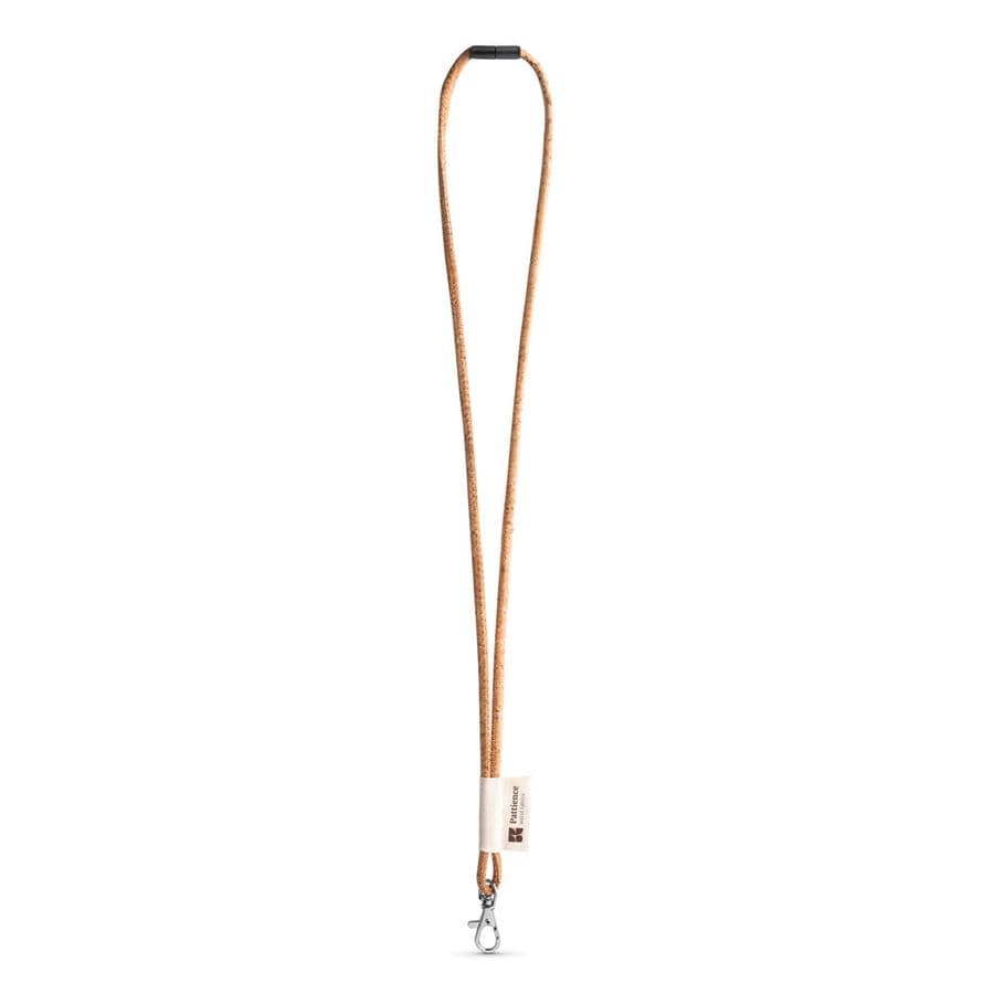 SET Lanyard CORK Long (Ø 5 mm) med 9 mm karbinhake och Ø 5 mm säkerhetsspänne
