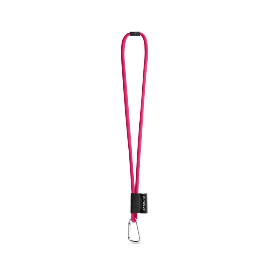 SET Lanyard TUBE Long (Ø 7 mm) med 55 mm D-formad karbinhake och Ø 7 mm säkerhetsspänne Rosa