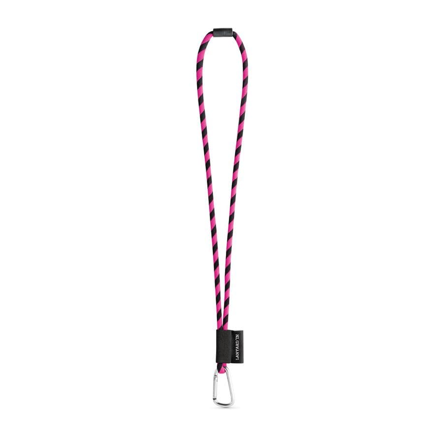 SET Lanyard TUBE Long (Ø 7 mm) med 55 mm D-formad karbinhake och Ø 7 mm säkerhetsspänne Svart