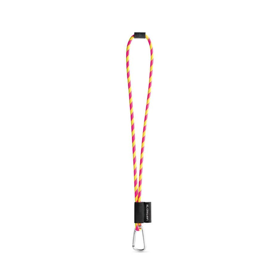 SET Lanyard TUBE Long (Ø 7 mm) med 55 mm D-formad karbinhake och Ø 7 mm säkerhetsspänne Hexachrome gul