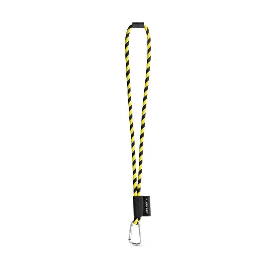 SET Lanyard TUBE Long (Ø 7 mm) med 55 mm D-formad karbinhake och Ø 7 mm säkerhetsspänne Hexachrome gul