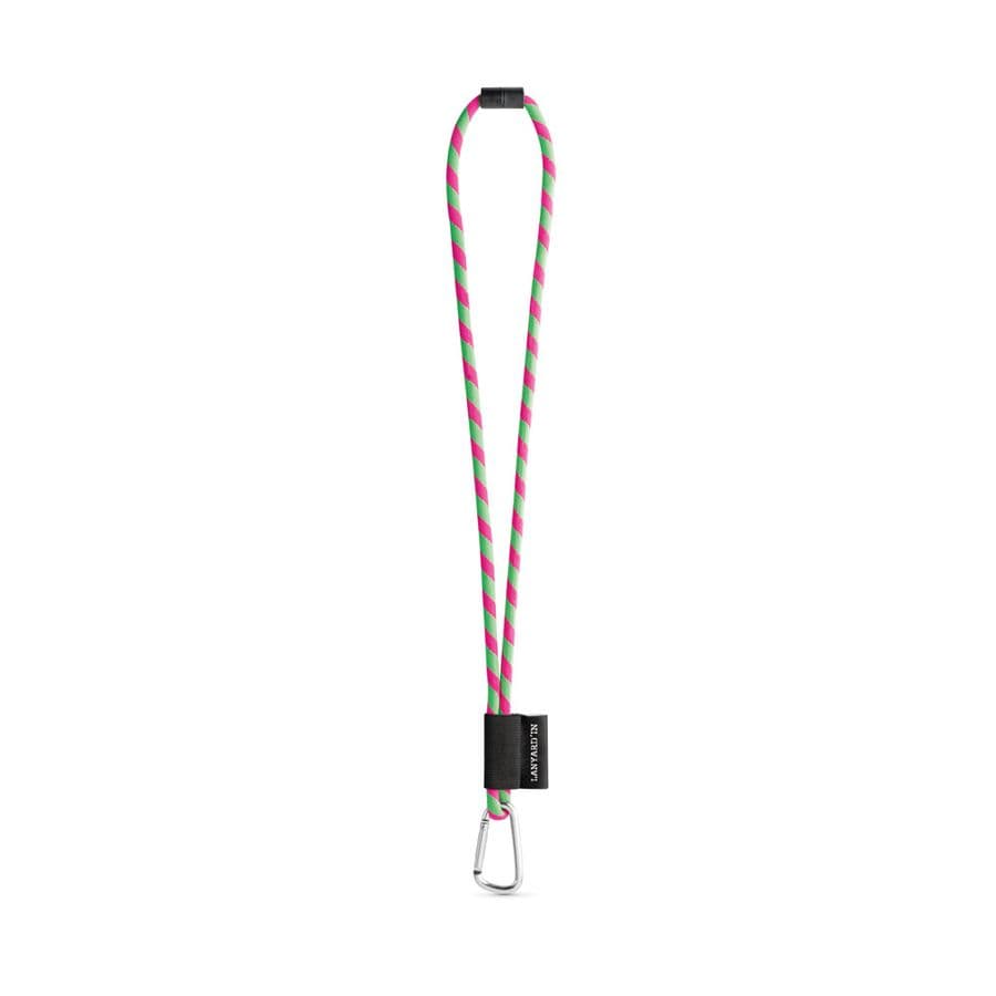SET Lanyard TUBE Long (Ø 7 mm) med 55 mm D-formad karbinhake och Ø 7 mm säkerhetsspänne Hexachrome grön