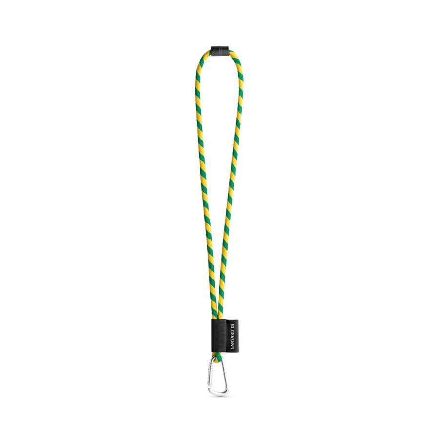 SET Lanyard TUBE Long (Ø 7 mm) med 55 mm D-formad karbinhake och Ø 7 mm säkerhetsspänne Gul