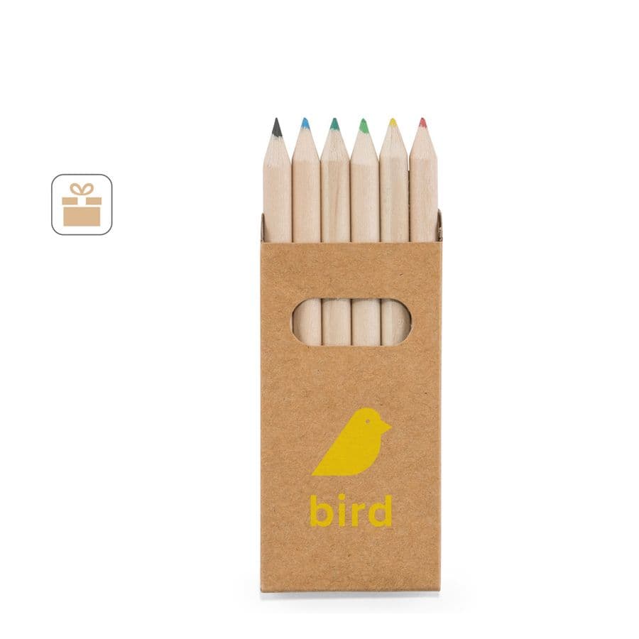 BIRD. Box med 6 färgkritor