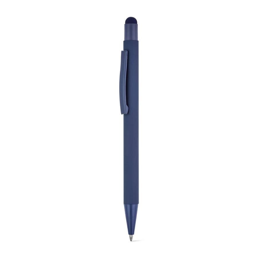 CLINT TOUCH. Kulspetspenna med modern design tillverkad av återvunnen aluminium (100 % rAL) med gummifinish Blå