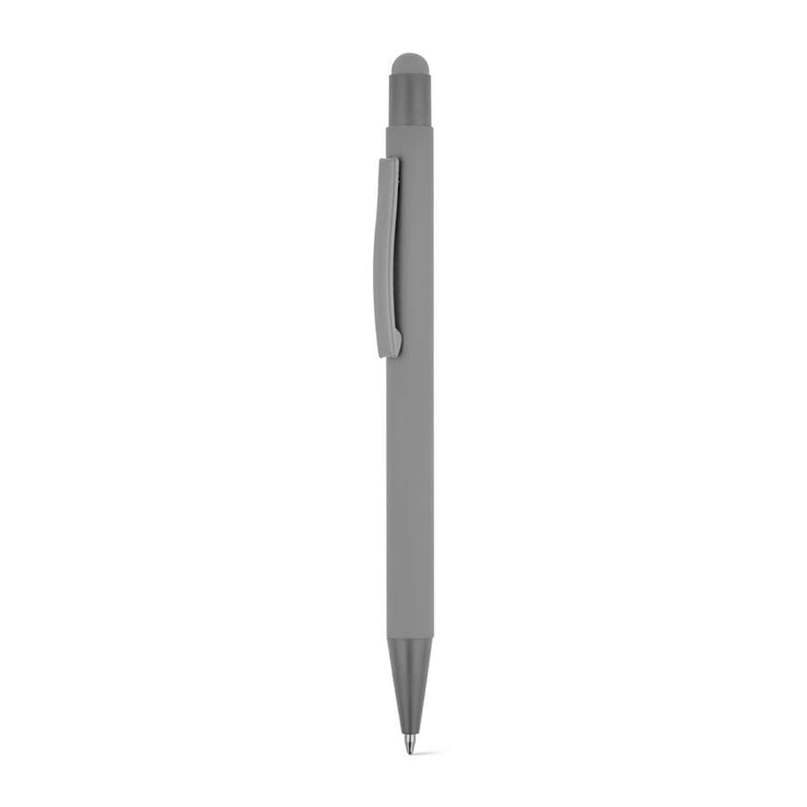 CLINT TOUCH. Kulspetspenna med modern design tillverkad av återvunnen aluminium (100 % rAL) med gummifinish Grå