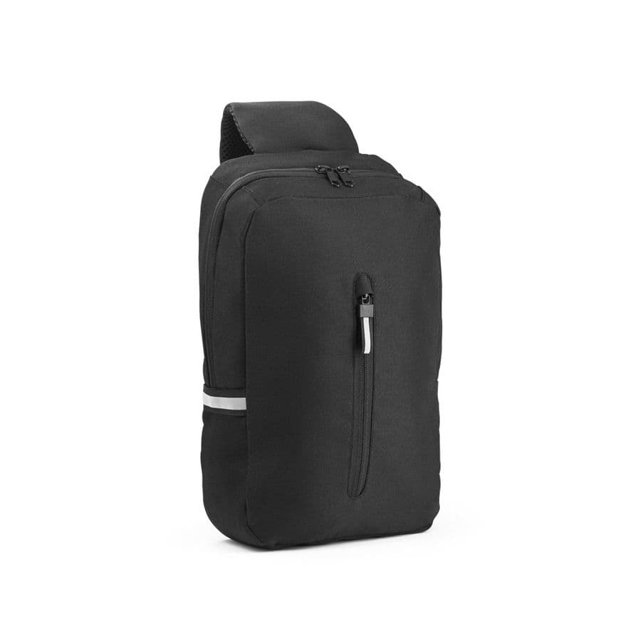 DELFOS. Ryggsäck i 300D medåtervunnen polyester och 600D medåtervunnen polyester med enkelrem och foder av 210D återvunnet polyester Svart
