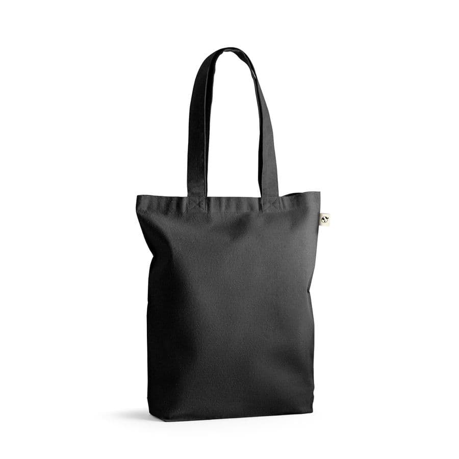 MERIDA. Väska (220 g/ m²) i bomull (50%), återvunnen bomull (30%) och polyester (20% rPET) Svart