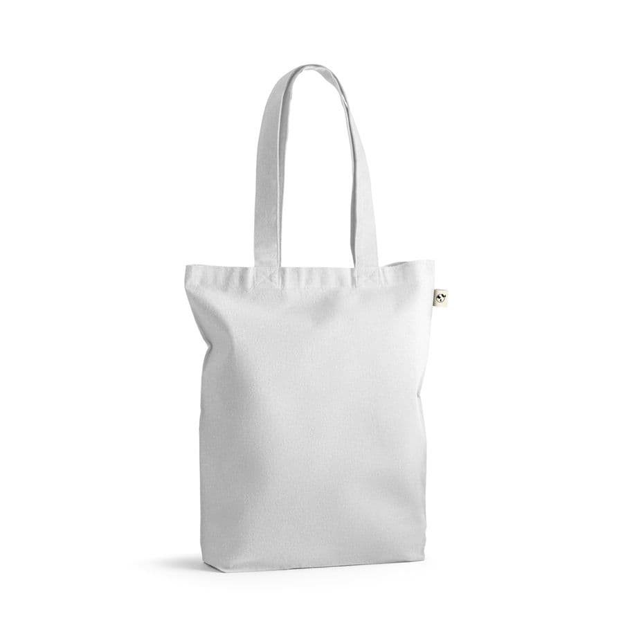 MERIDA. Väska (220 g/ m²) i bomull (50%), återvunnen bomull (30%) och polyester (20% rPET) Vit