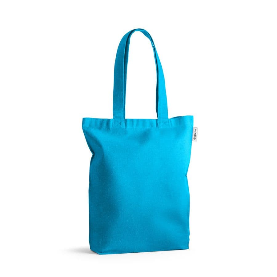 MERIDA. Väska (220 g/ m²) i bomull (50%), återvunnen bomull (30%) och polyester (20% rPET) Ljusblå