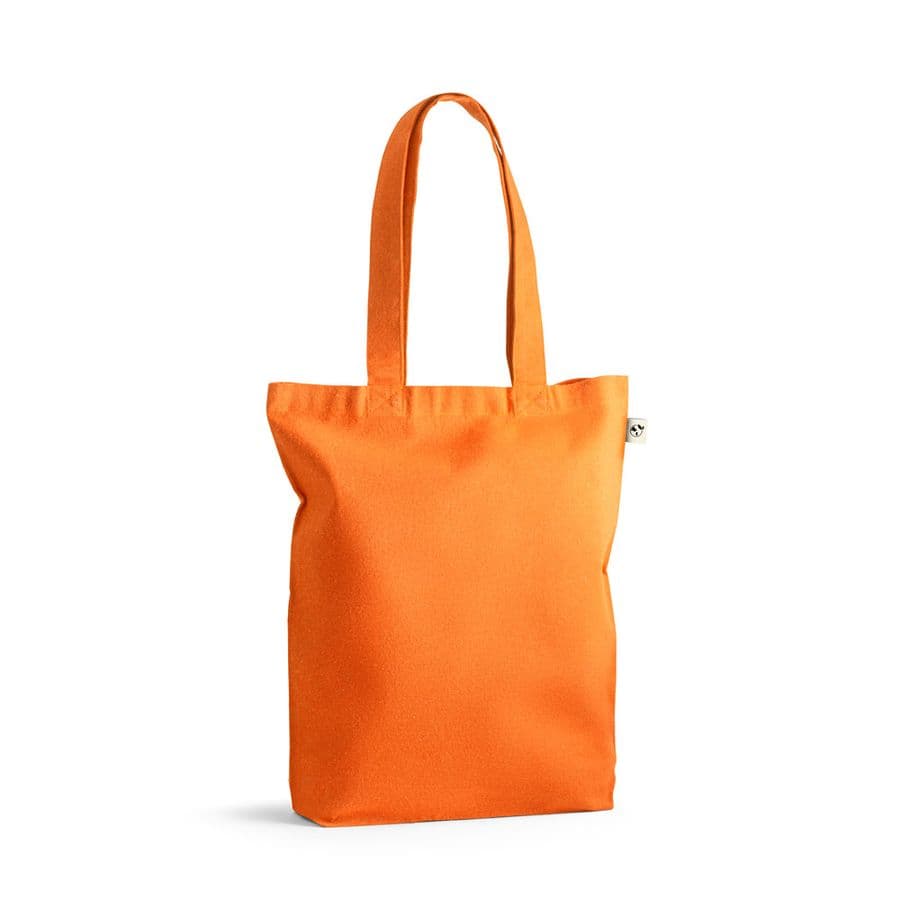 MERIDA. Väska (220 g/ m²) i bomull (50%), återvunnen bomull (30%) och polyester (20% rPET) Orange