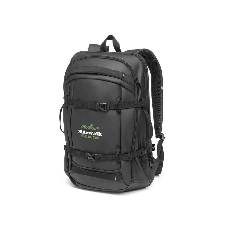 KAMPALA. Laptopryggsäck i 900D, återvunnen polyester med hög densitet, med vattenavvisande beläggning och foder av 210D återvunnen polyester 17'3"