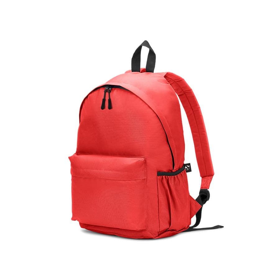 ROSARIO. Klassisk ryggsäck med tidlös design i 600D återvunnen polyester Röd